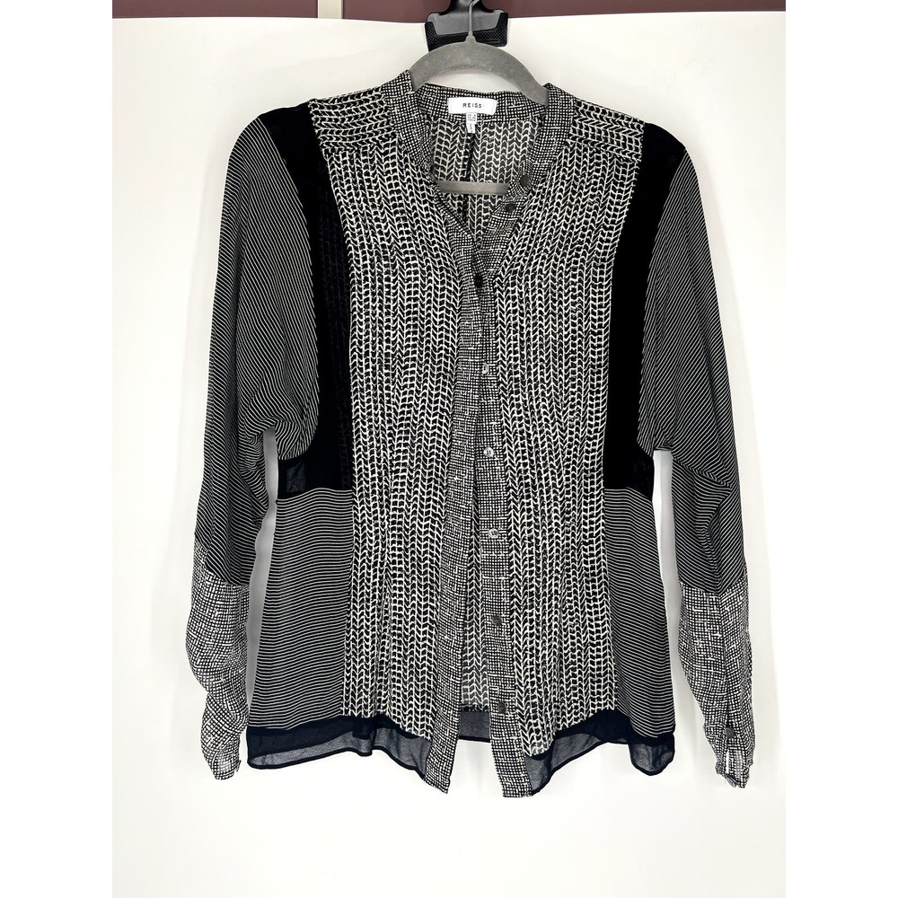 Reiss Black and White Blouse - Picture 2 of 8